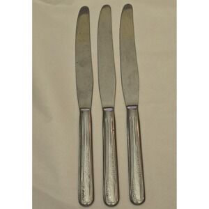 Lot Of 3 National Stainless NS Co Dinner Knives Flower Glossy - Unknown Pattern